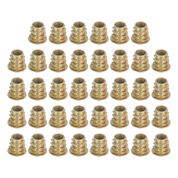 38 Pcs Threaded Inserts for Wood, Zinc Alloy M6 Thread Inserts Nuts 10mm Length