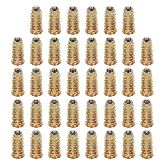 38 Pcs Threaded Inserts for Wood, Zinc Alloy M6 Thread Inserts Nuts 25mm Length