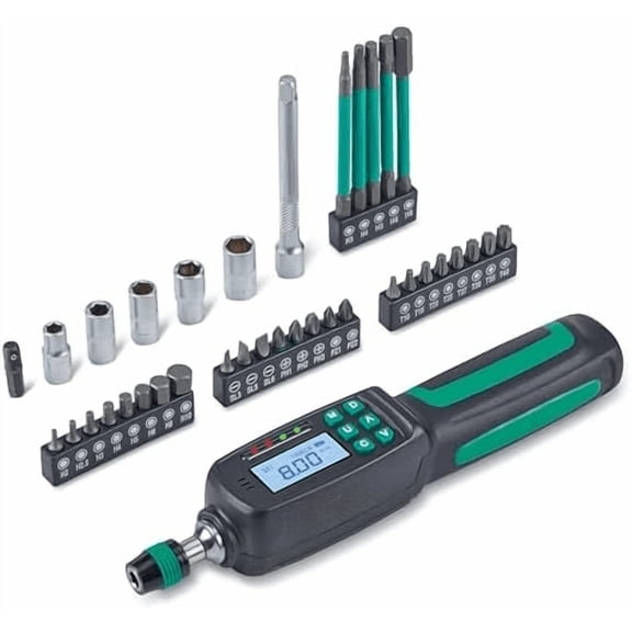 38-Piece Digital Torque Screwdriver Set (0.3-8 Nm) - 1/4" Quick-Release Hex Head, Buzzer/LED Overload Alerts - Screwdriver Kit for Bicycle Mechanic & Home Repair$$Tools & Hardware Other