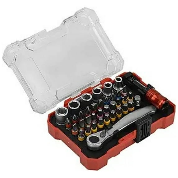 38 Piece Magnetic Ratchet Screwdriver Bit Set, Multipurpose Tool Kit For Car Home Motorcycle Hvac Computer Camera Repairs, Portable Storage Case