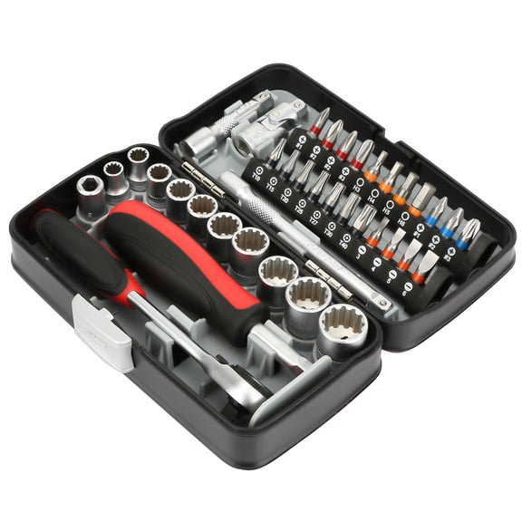 38-Piece Mini Ratchet Wrench and Socket Set with Screwdriver Bits, Compact Hand Tool Wrench Kit (16 x 10 in / 40.6 x 25.4 cm)