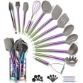 thumbnail image 1 of 38 Piece Silicone kitchen Cooking Utensils Set with Utensil Crocks, Silicone Head and Stainless Steel Handle Cookware, Kitchen Tools for Utensil Set, Non-Stick kitchen Gadgets,(Rainbow), 1 of 9