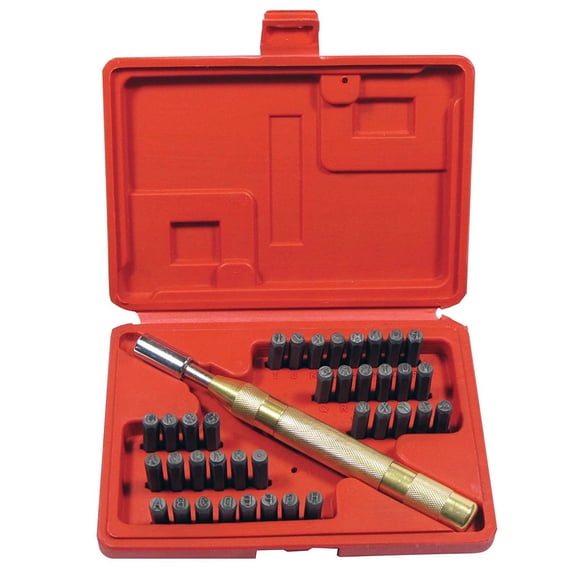 38 Piece ToolTreaux Metal Number and Letter Stamping Set Auto Punch Storage Case