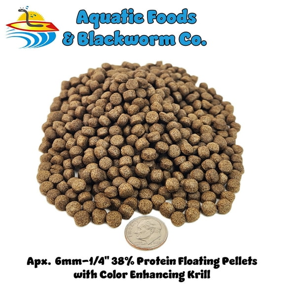 38% Protein 6mm-1/4" Floating Pellets with Color Enhancing Krill, Koi, Pond Fish5-lbs