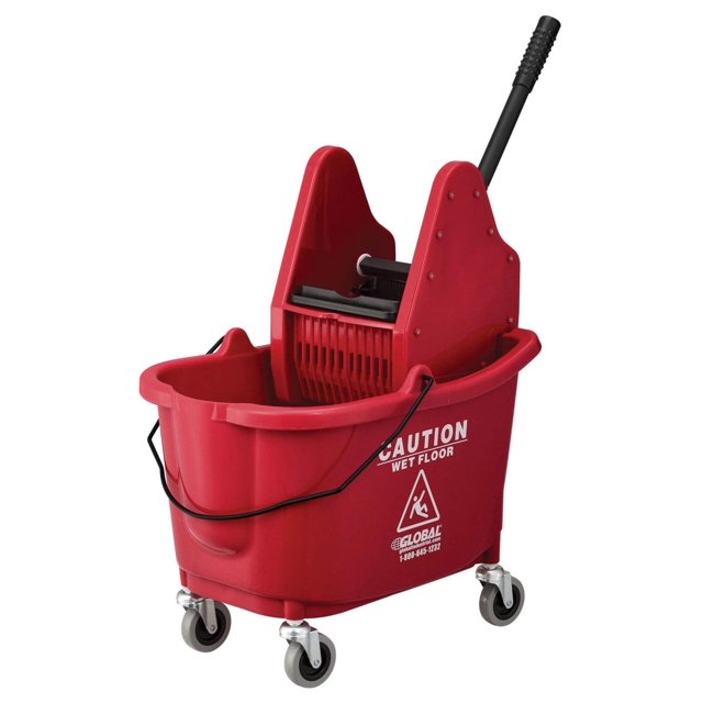38 Qt. Mop Bucket and Wringer Combo with Down Press, Red