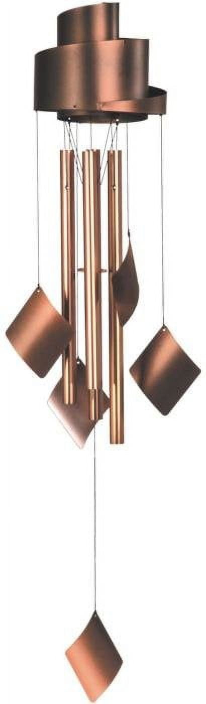 38" Right Twirled Ribbon Wind Chime with Hanging Copper Squares
