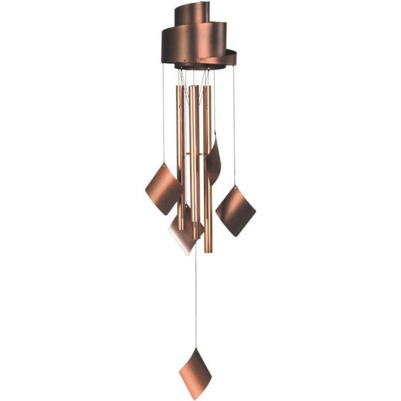 38" Right Twirled Ribbon Wind Chime with Hanging Copper Squares