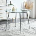 thumbnail image 1 of 38" Round Glass Dining Table, Paproos Dining Table for 4, Kitchen Table with Silver Metal Legs, Minimalist Glass Dining Room Table for Kitchen, Silver(Only Table), 1 of 7