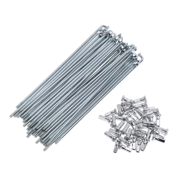 38 Set 12G Bicycle Spokes 133mm Bike Wheel Spokes Carbon Steel Galvanized Silver Tone