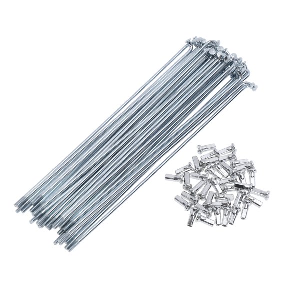 38 Set 12G Bicycle Spokes 185mm Bike Wheel Spokes Carbon Steel Galvanized Silver Tone