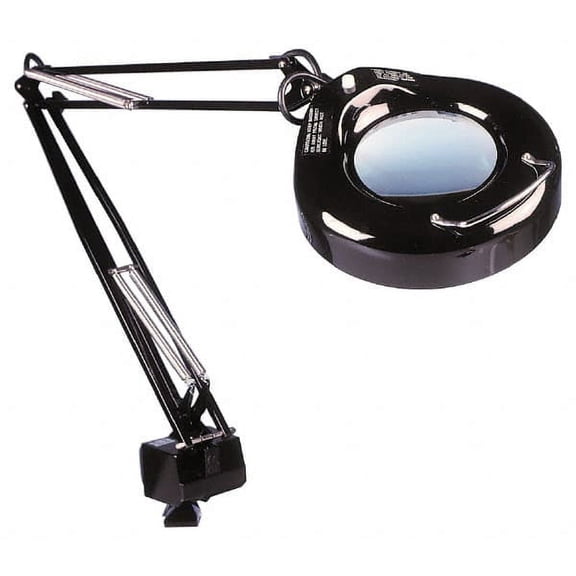 38", Swing Arm, Clamp on, Fluorescent, Black, Magnifying Task Light