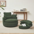 thumbnail image 1 of 38” Swivel Accent Barrel Chairs, Swivel Chair with Removable Headrest, Chaise Lounge Indoor with Neck Support Pillow, Swivel Chairs for Living Room, Oversized Chair with Ottoman, Green, 1 of 9