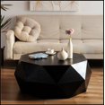 thumbnail image 1 of 38"Three-dimensional Embossed Pattern Design American Retro Style Coffee Table,Black Tabletop, 1 of 11