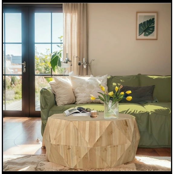 38.58"Three-dimensional Embossed Pattern Design American Retro Style Coffee Table