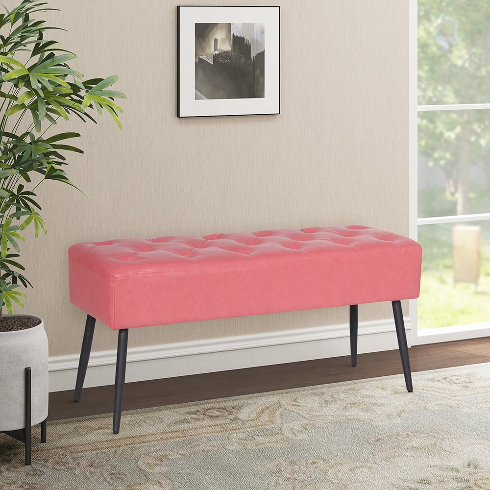 Upholstered Ottoman Bench - Pink - Walmart.com
