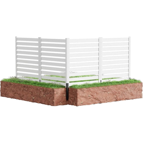 38" W X 42" H Air Conditioner Fence Panels, 4 Panels Privacy Fence for Outside Privacy Screens Trash Can Enclosure with Metal Stake,Trash Can Screen Fence Pool Equipment Fence, White