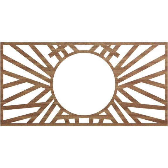 38"W x 19"H x 14 1/4"ID x 3/8"T Hoover Wood Fretwork Pierced Ceiling Medallion, Walnut