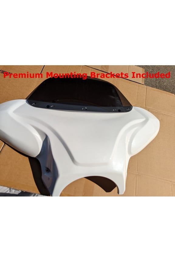 38" White Universal Motorcycle Cruiser Batwing Fairing with Premium Hardware