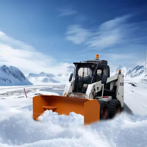 Wolfequip 84" Skid Steer Snow Pusher Rubber & Iron Blades, Heavy-Duty, Universal Quick Attach, High-Capacity Material & Snow Removal