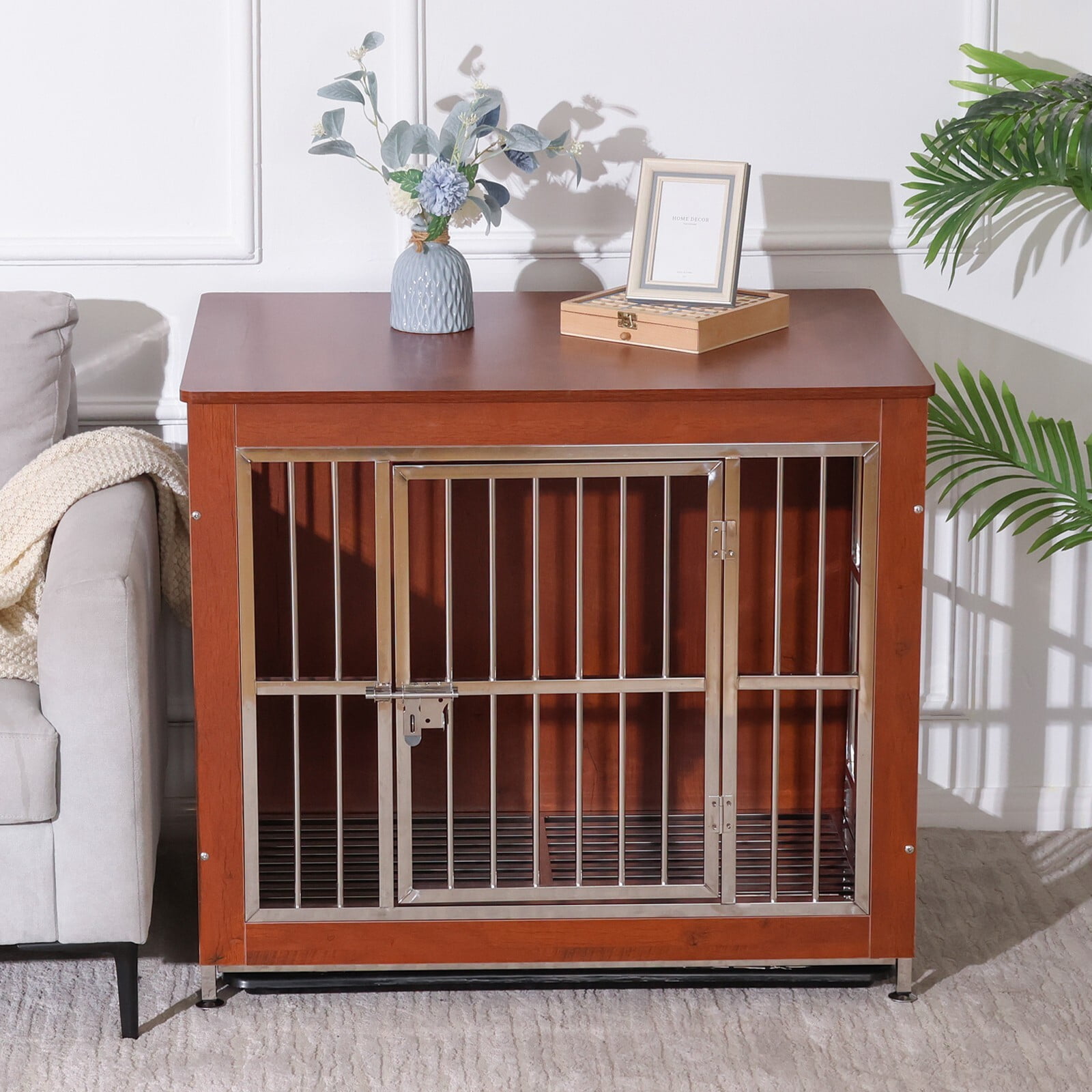 Curated visual reference: Picture Idea: 38 Wooden Stainless Steel Dog Cage Heavy Duty Pet Crate