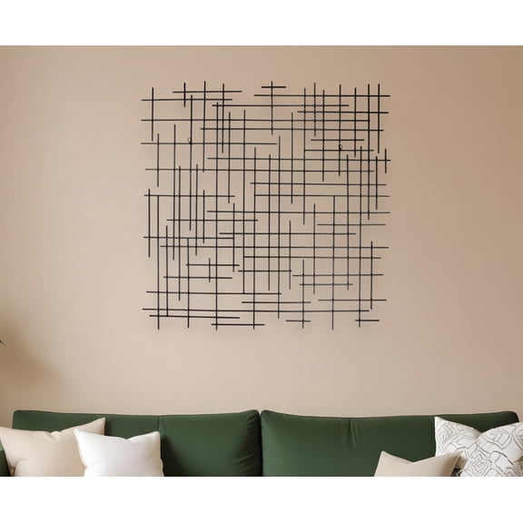 38" X 38" Black Geometric Metal Hanging Dimensional Sculpture