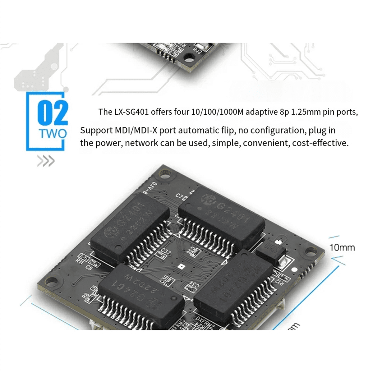 38 X 38MINI Mini 4-Port Gigabit Switch Module Industrial Grade Built-in ...