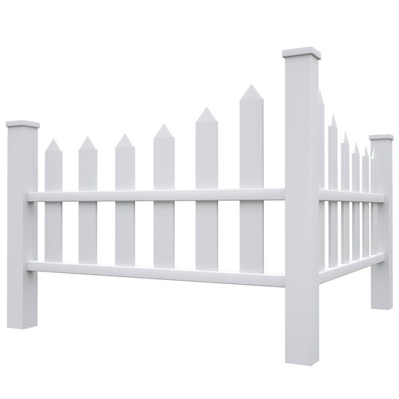 38" X 95" Vinyl Corner Picket Enclosure Fence Panel Screen Level Top England Country Essentials Scalloped Accent Fencing White 29 Pieces