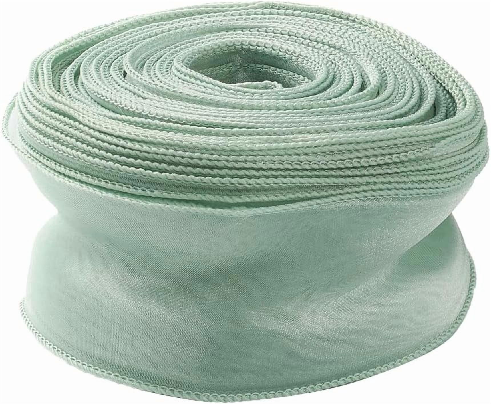 38 Yards 2 Inch Light Green Organza Ribbon Wired Sheer Mesh Yarn Ribbon ...