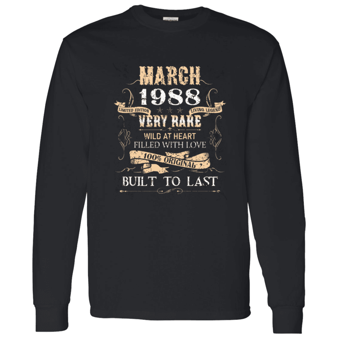 38 Years Old 38Th Birthday Legend Vintage March 1988 Bday Long Sleeve ...