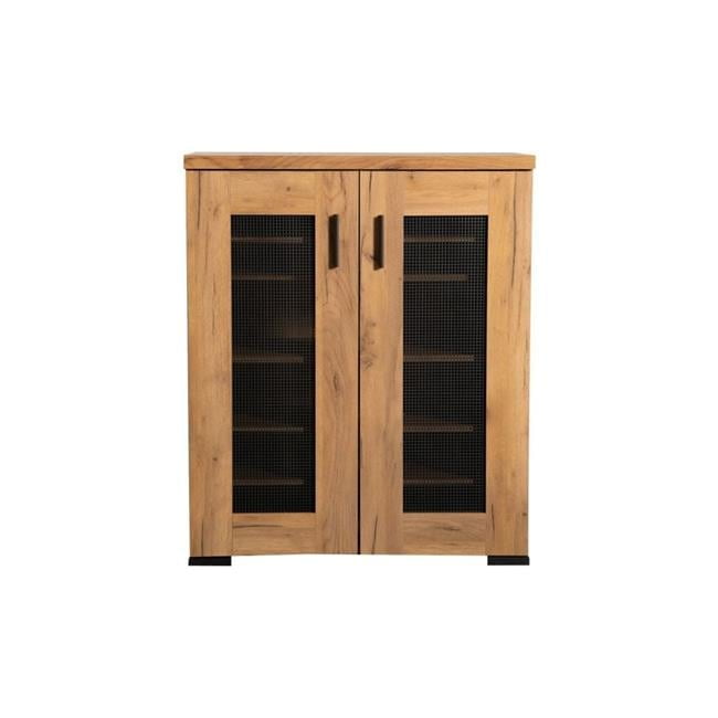 Golden Oak Brown Freestanding Accent Cabinet with Adjustable Shelving
