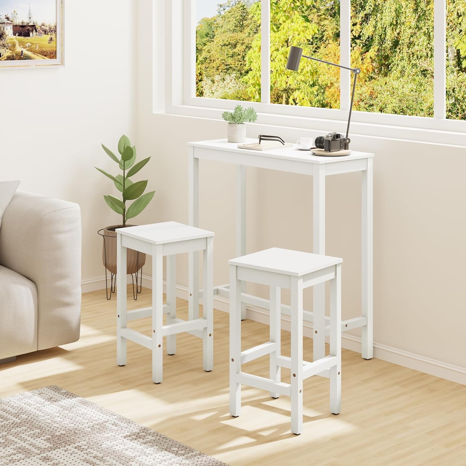 Costway 3 Piece Patio Rattan Wicker Bar Table Stools Set Cushioned Chairs Walmart