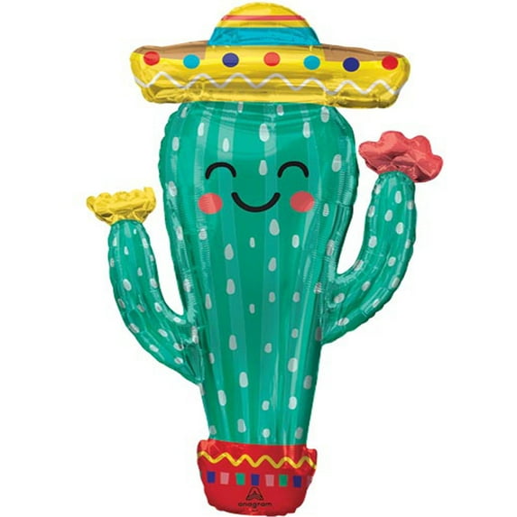 38 inch Fiesta Cactus Foil Mylar Balloon - Party Supplies Decorations