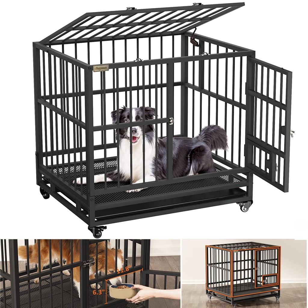 38 inch Heavy Duty Dog Crate Cage, Metal Indestructible Dog Kennel with