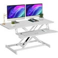 thumbnail image 1 of 38-inch Standing Desk Converter Height Adjustable Sit to Stand Up Workstation, Duals Monitor and Laptop Riser with Wide Keyboard Tray, for Home, School, Company, White, 1 of 9