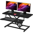 thumbnail image 1 of 38-inch Standing Desk Converter Height Adjustable Sit to Stand Up Workstation, Duals Monitor and Laptop Riser with Wide Keyboard Tray, for Home, School, Company, Black, 1 of 9