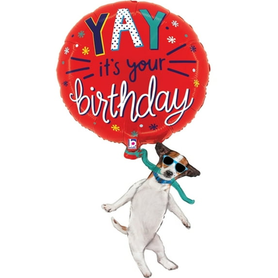 38 inch Yay Birthday Dog Foil Mylar Balloon - Party Supplies Decorations
