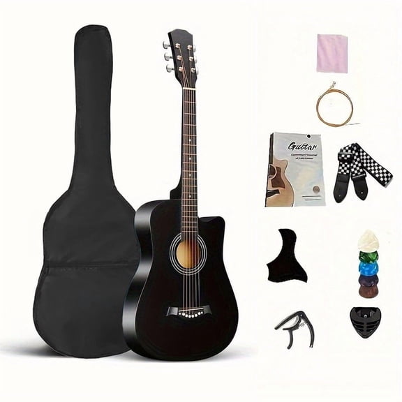 38 inch basswood acoustic guitar suitable for beginners - all basswood, folk style, ideal choice for practice and performance - sunset color/black optional