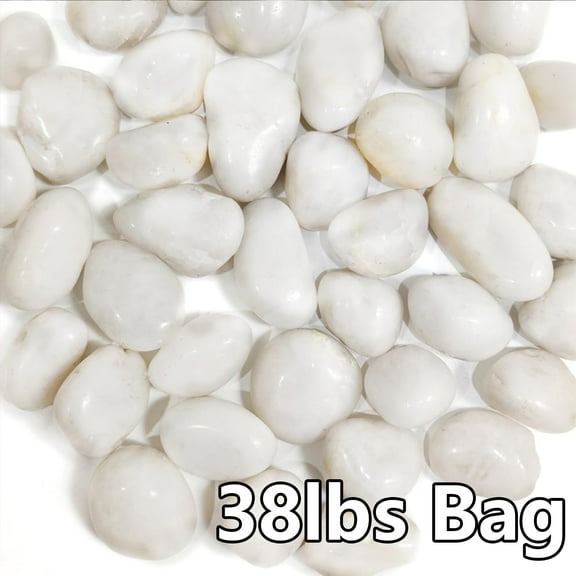 38 lbs White River Rocks, 2-3 inch Polished Pebbles - Decorative White Stones for Indoor/Outdoor Use, Perfect for Plants, Vase Fillers, Aquariums, Fish Tanks, and Garden Landscaping