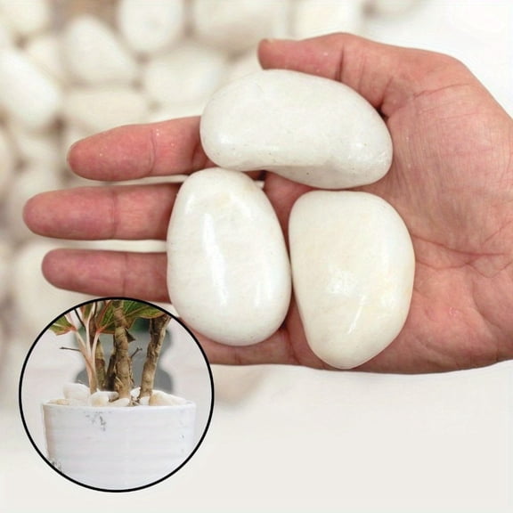 38 lbs White River Rocks, 2-3 inch Polished Pebbles - Versatile for indoor/outdoor use. Ideal for plant decor, vases, aquariums, and creating serene garden landscapes.