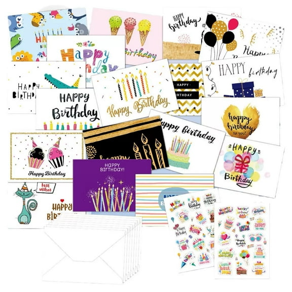 38-piece set - Happy Birthday card with envelope, handwritten small blessing, cartoon anime theme personalized celebration greeting card, suitable for anyone, thank you card, birthday gift