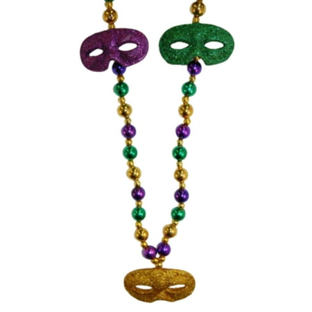 38" Mask Purple, Green and Gold Mardi Gras Beads