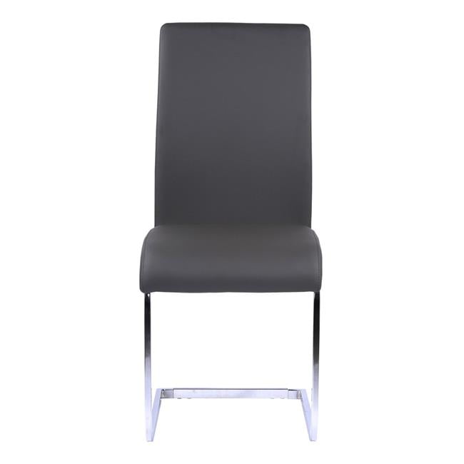 Modern Gray Faux Leather Side Chair with Chrome Metal Frame