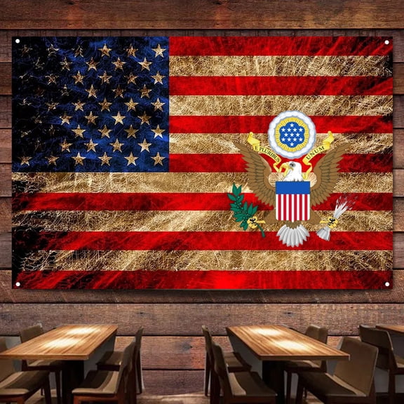 38" x 57" Vintage American Flag National Emblem Art Posters & Prints Home Decor Banner