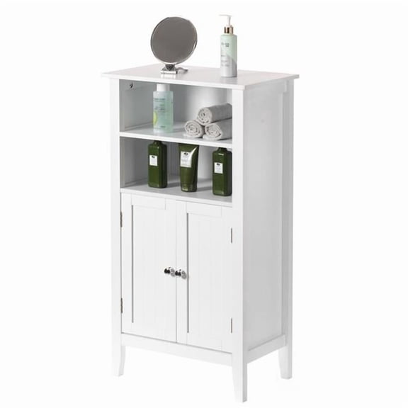 38 x 6 x 14 in. Bathroom Storage Cabinet with 2 Doors & 2 Open Shelves for Bedroom, Bathroom, & Vanity, White