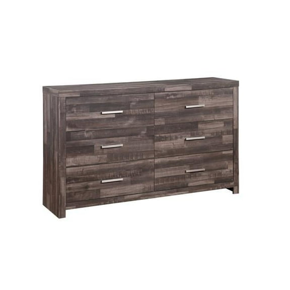 38 x 60 x 16 in. Dark Oak Solid Wood Six Drawers Double Dresser