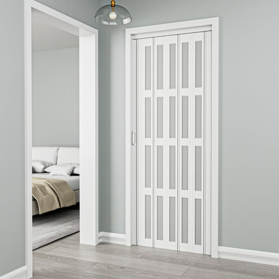 38" x 80" 4-Lite Paneled PVC/Vinyl Accordion Door