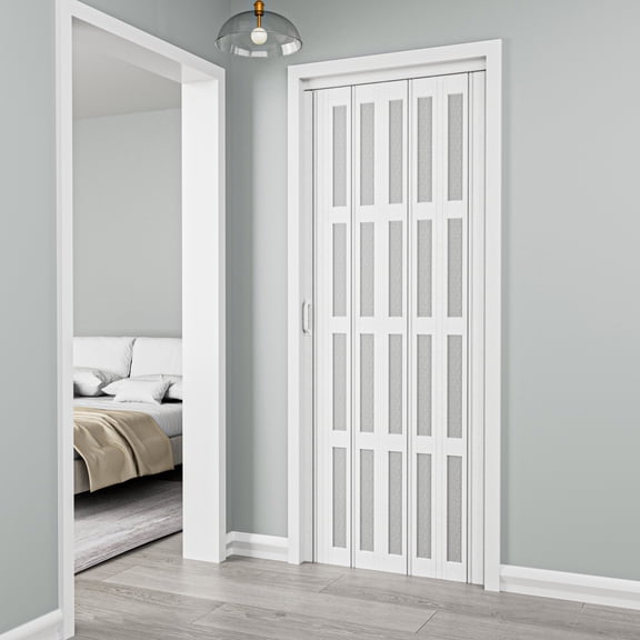 38" x 80" 4-Lite Paneled PVC/Vinyl Accordion Door