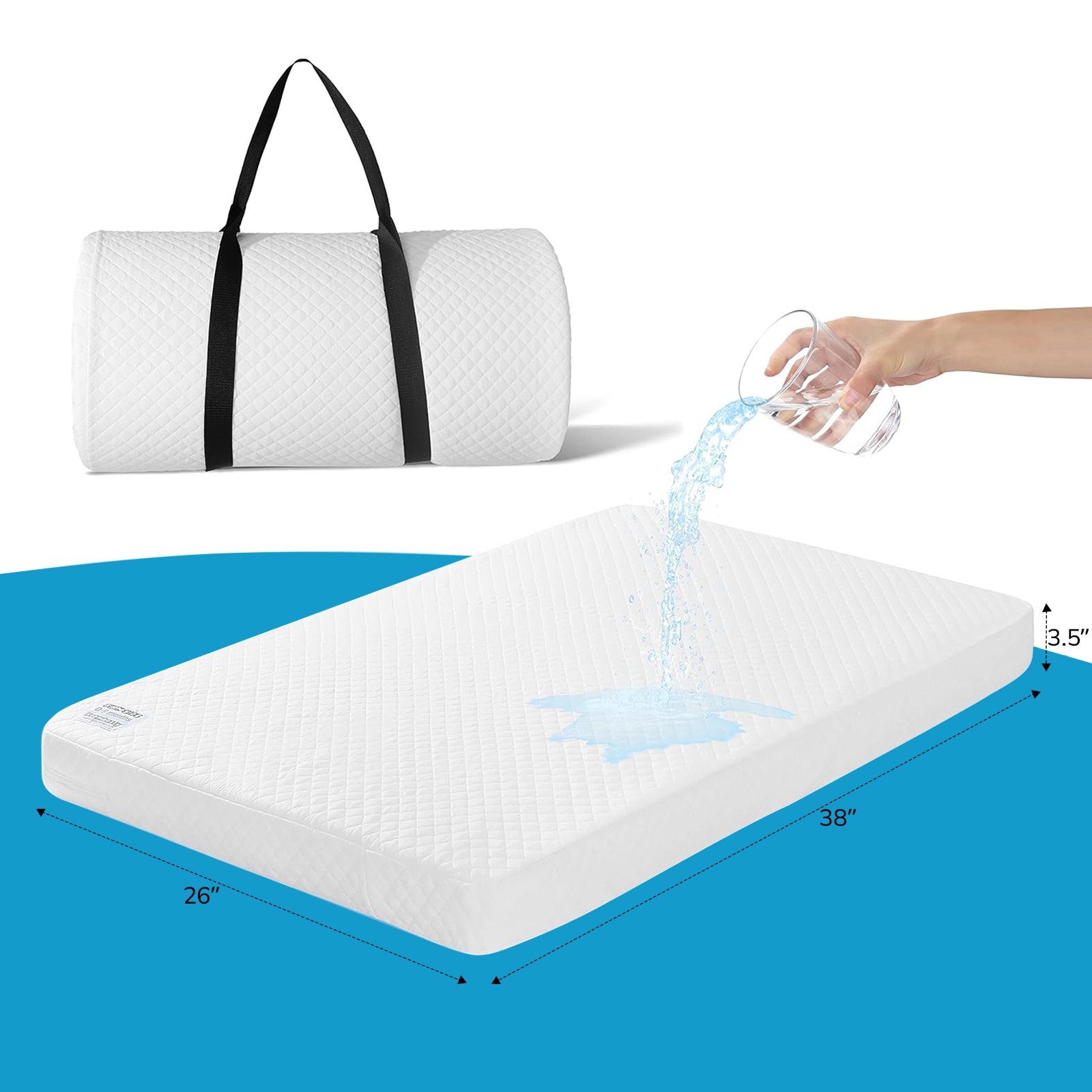 38''x26''Pack and Play Mattress Pad, Crib and Toddler Mattress Portable Mattress Firmness