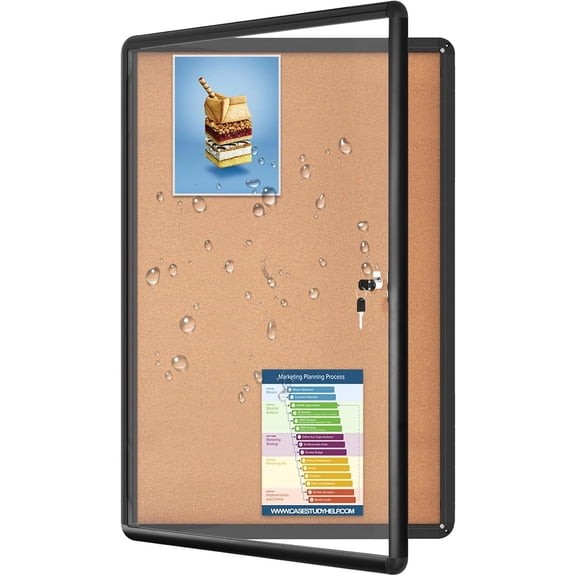 38"x28" Enclosed Bulletin Board Tamper-Proof Dispaly Case, Aluminium Frame, Shatter Resistant Lockable Bulletin Board, Enclosed Cork Board for School, Office, Commercial, Hospital etc