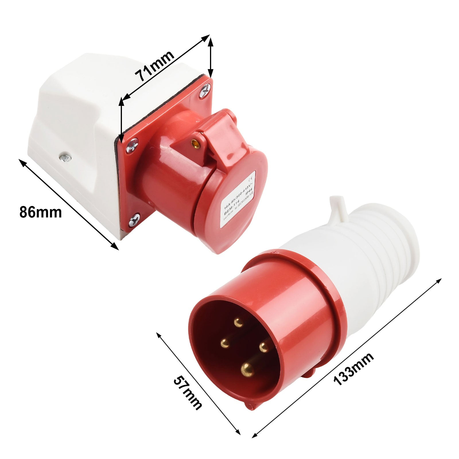 380~415V Industrial Plug and Socket 4Core 4P 16A Electrical Connector ...